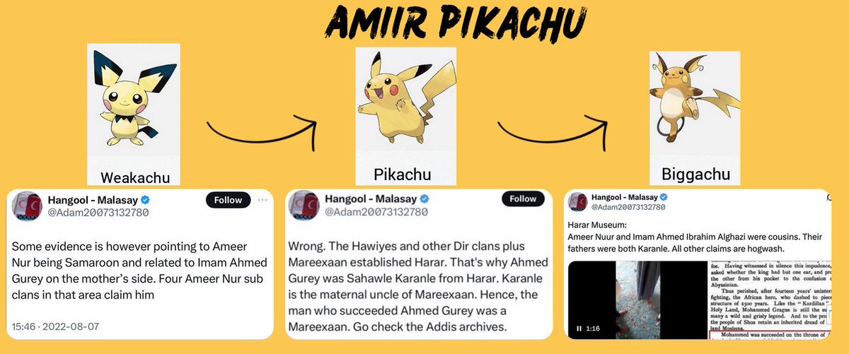 Memo of the Month 😅

Uncle Hangool now thinks Amiir Nuur is a Pokémon character like Pikachu. He’s going through “evolution” from Samaroon to Marexaan to Karanle.

Does anyone know if Dr. Agasa can help figure out the next stage of Amiir Nuur? 😅