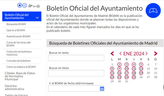 Lineamadrid's tweet photo. Entérate de la vida pública del Ayuntamiento: dísposiciones, actos de los organismos municipales...📔
«#BOAM: Boletín Oficial del Ayuntamiento» 👉 https://t.co/v2cI5HHgZc
#AdministraciónMunicipal