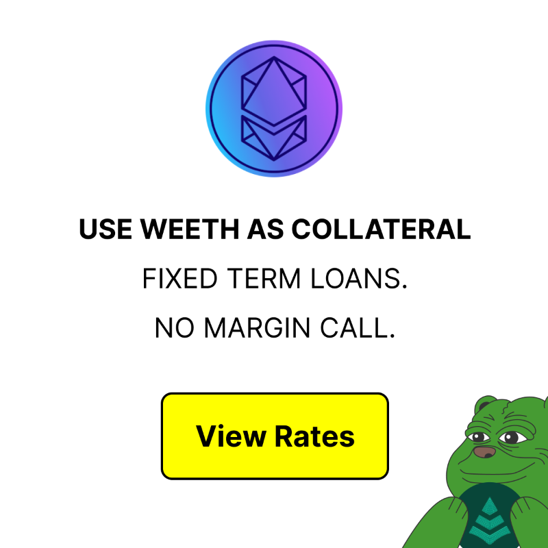 useteller's tweet photo. Use Wrapped eETH as collateral. Fixed-term loans. No margin calls. Only on Teller.