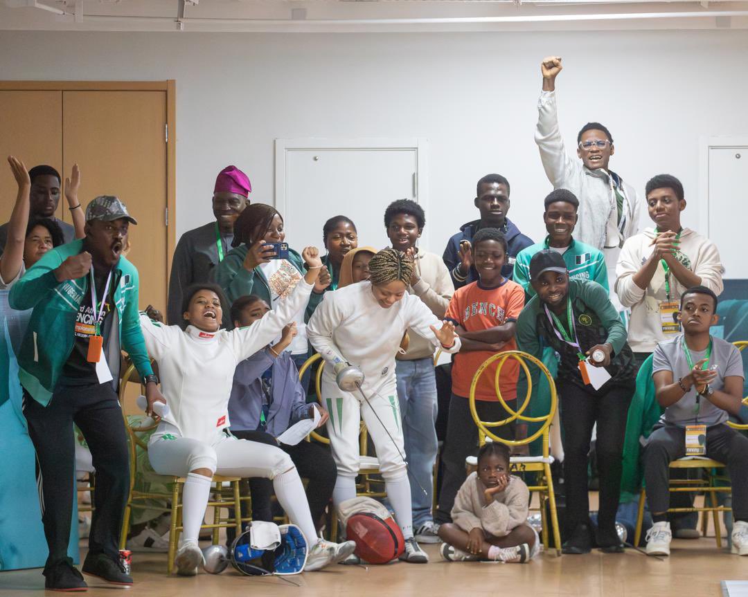 voiceofnigeria's tweet image. Nigeria’s women’s epee team made history at the 23rd African Fencing Championships in Lagos, claiming their first-ever win and securing a top-five finish.#AthleteFocus #AfricanChampionships #Victory