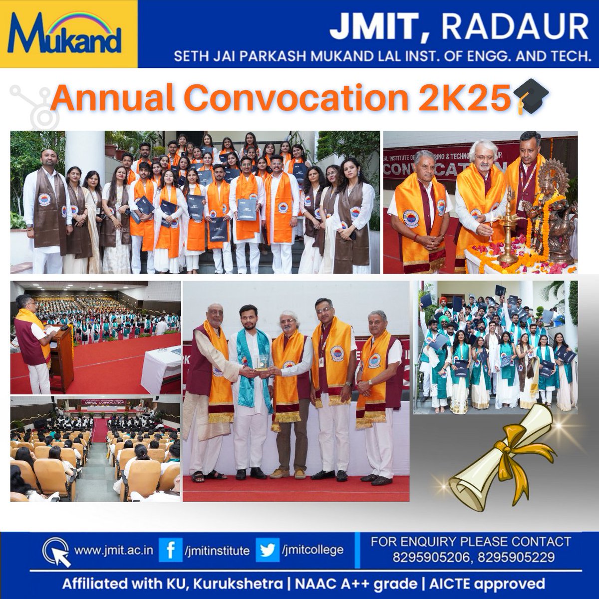 JmitCollege's tweet photo. #JMIT, Radaur - Annual Convocation 2K25! 🎓

#jmitradaur #convocation2025 #graduationday #youthpower #academicexcellence #futureleaders #innovationandtradition #goldmedalists #educationforgrowth #studentachievement #jmitpride #convocationceremony #studentsuccess https://t.co/81THgeIh4U