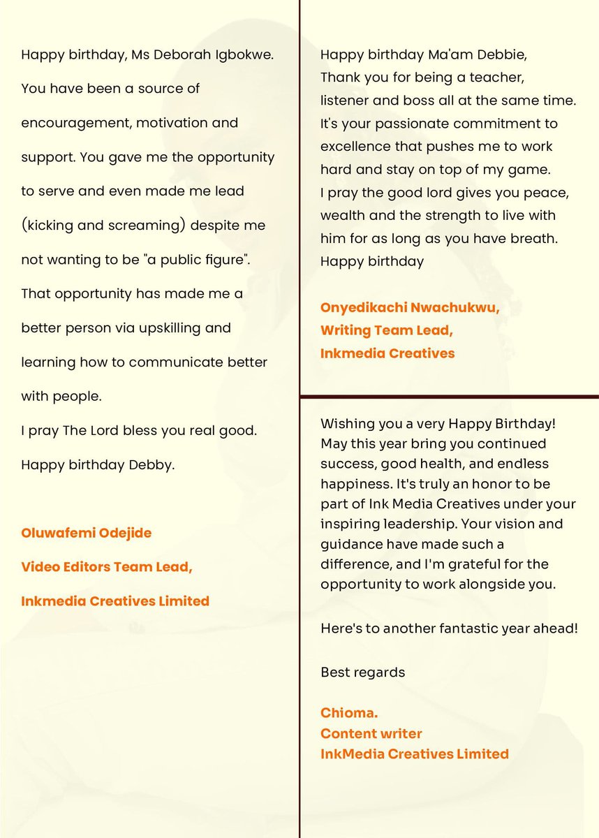 InkmediaLimited's tweet photo. She builds stories, believes in people, and leads with compassion.

Happy birthday to our ever-inspiring CEO—Debbie Igbokwe 💛

Your impact is inked into all of us.

#HappyBirthdayDebbie #StorytellerInChief https://t.co/tsqYI5PTP8