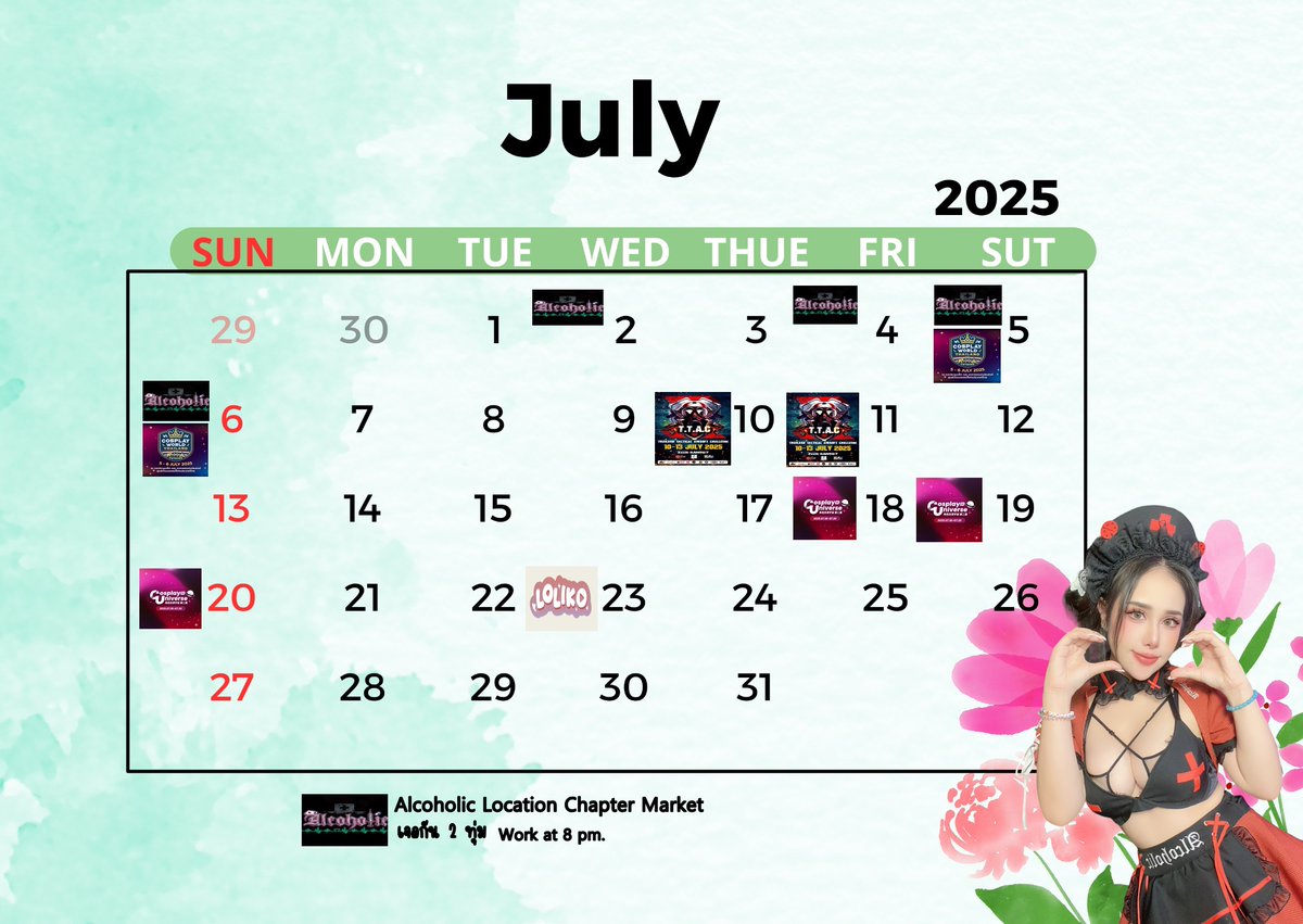 🗓ตารางเดือน กรกฏาคม  ( July  𝐒𝐜𝐡𝐞𝐝𝐮𝐥𝐞 )
You can call me Sugar. (´▽`ʃ♡ƪ)
All linktr.ee/armonesugar

🏥Cafe 𝗔𝗹𝗰𝗼𝗵𝗼𝗹𝗶𝗰  มาหาโปรดทักจองผ่าน  Line: @704ukhot เเจ้งชื่อ Sugar 
IG : instagram.com/alcotld.sugar
X : x.com/alcotld_sugar
꒷꒦꒷♡꒦꒷♡꒷꒦꒷꒦