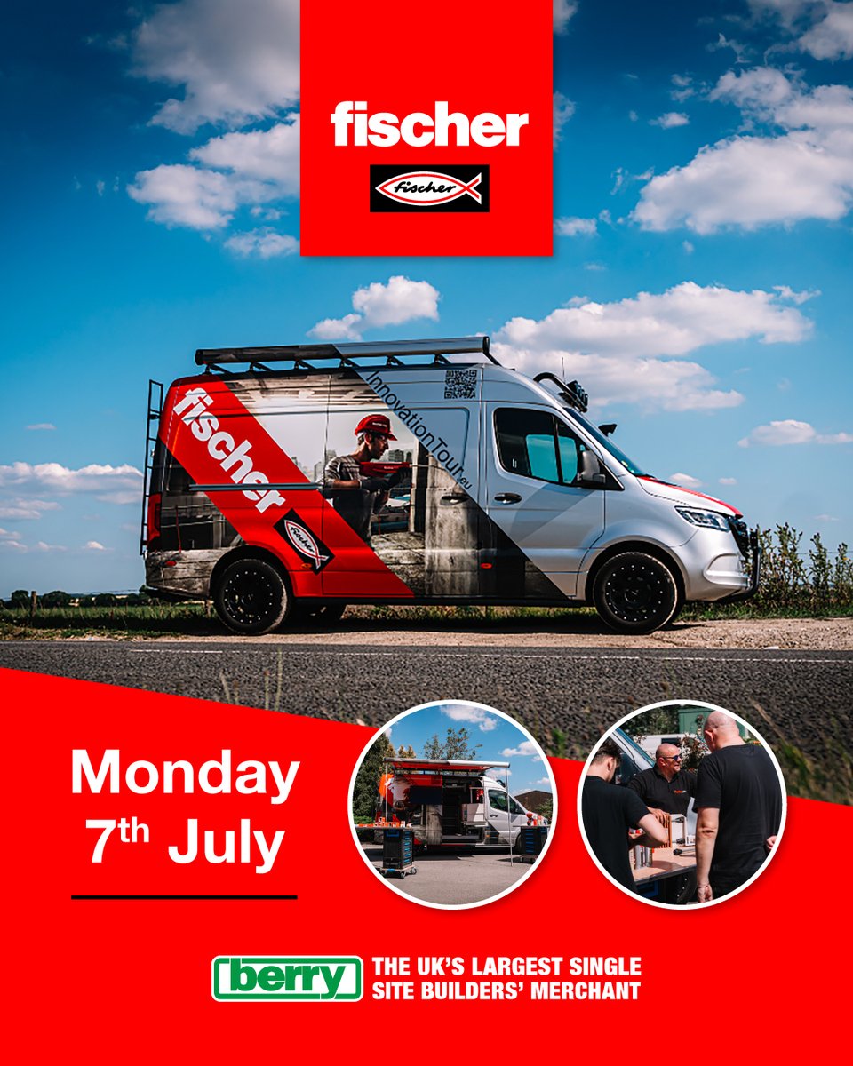 C&W Berry Ltd (@candwberry) on Twitter photo Join us next week as we welcome the <a href="/fischerfixings/">fischer fixings UK</a> TourVan to our Main Sales Site on Golden Hill Lane.
🛠️ Watch live demos
🧰 Get practical tips from fischer experts
🪛 Test the products on a variety of building materials
📍 Main Sales Site - PR25 2YH | 📅 Monday 7th July Join us next week as we welcome the <a href="/fischerfixings/">fischer fixings UK</a> TourVan to our Main Sales Site on Golden Hill Lane.
🛠️ Watch live demos
🧰 Get practical tips from fischer experts
🪛 Test the products on a variety of building materials
📍 Main Sales Site - PR25 2YH | 📅 Monday 7th July