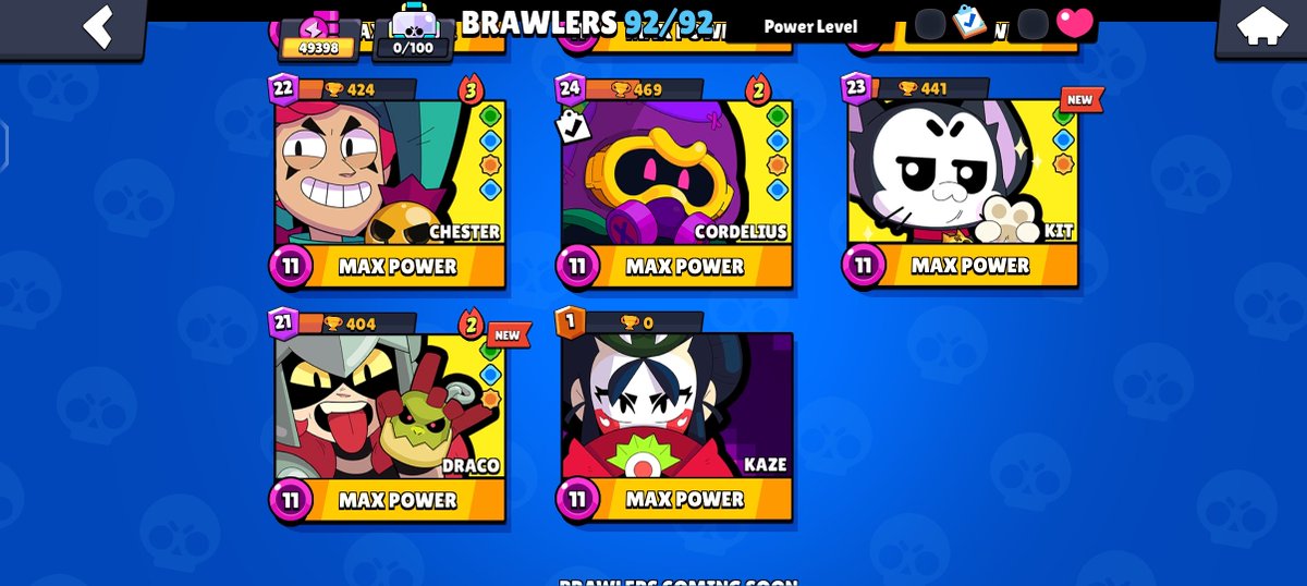 PocoGamer44BS's tweet photo. After collecting all the rewards from masteries and trophy road, I've upgraded all the brawlers to power 11 
As a long term player, I don't mind much, I see masteries/records as a way to show things you liked, but there isn't any way to store credits now
Improvement is needed tho https://t.co/Rpsfrpwt4k