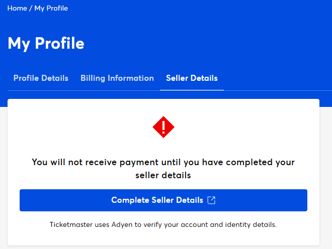 RBDHemming's tweet photo. @TMIrelandHelp I click on the "Complete Seller Details" and then get the 404 message. https://t.co/m5GOsTyehd