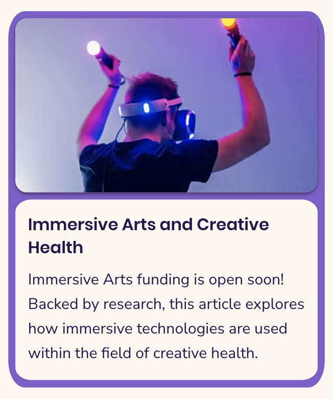 With the latest round of #ImmersiveArts funding opening soon, I thought this would be a great time to trace some of the evidence on how immersive experiences have contributed to #CreativeHealth.

Check it out in my latest article: creativesynthesist.co.uk/immersive-arts…