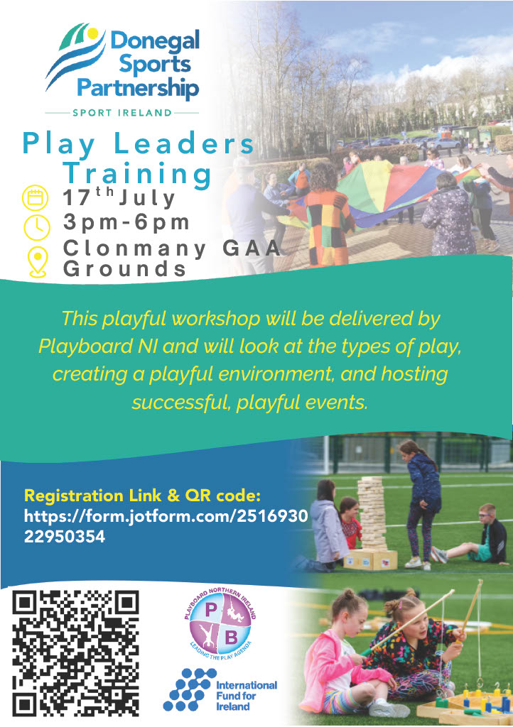 PlayBoard NI (@playboard_) on Twitter photo Pleased to be joining <a href="/ActiveDonegal/">Donegal Sports Partnership</a> to deliver Play Leader training on 17 July. Donegal Sports Partnership is now recruiting volunteers in the Donegal area to complete the training with the view to assisting the running of a children's Active Play prog
👉form.jotform.com/251693022950354 Pleased to be joining <a href="/ActiveDonegal/">Donegal Sports Partnership</a> to deliver Play Leader training on 17 July. Donegal Sports Partnership is now recruiting volunteers in the Donegal area to complete the training with the view to assisting the running of a children's Active Play prog
👉form.jotform.com/251693022950354