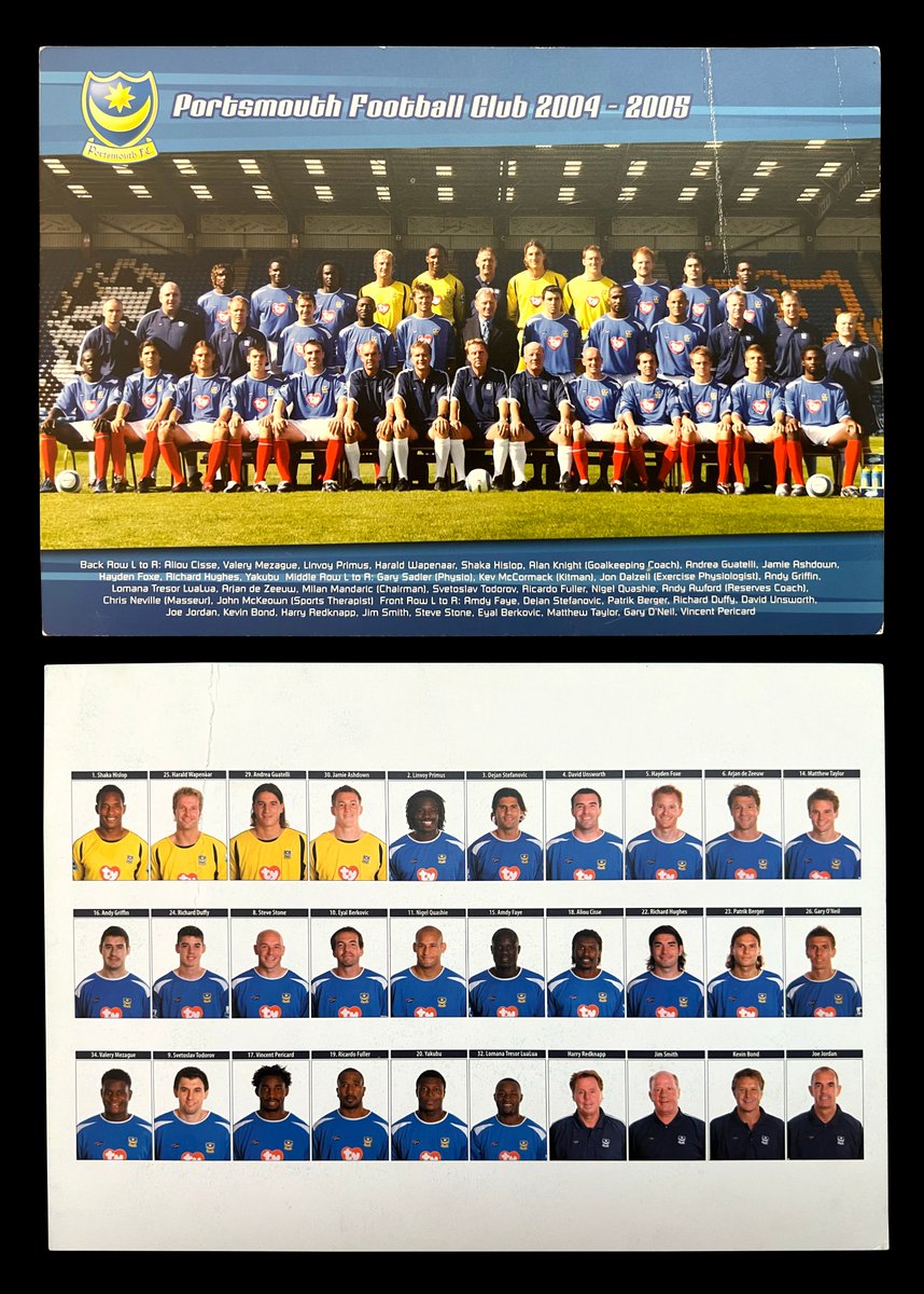 PompeyCards's tweet image. An A5 card of the 2004/05 #Pompey squad. Individual portrait cards were also available and are shown on the reverse. #PompeyHistory