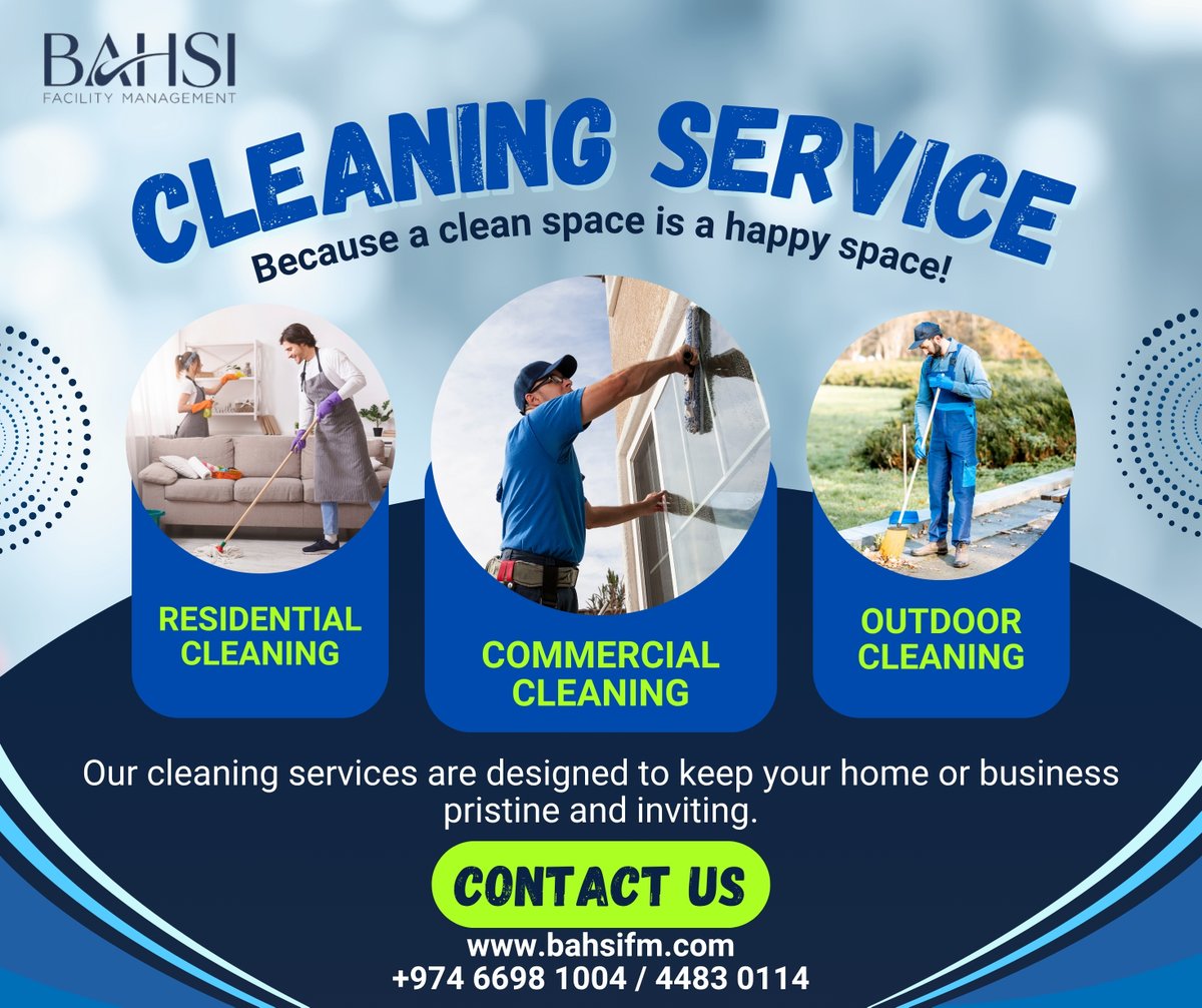 Bahsifm's tweet photo. From spotless spaces to seamless operations—Bahsi Facility Management delivers excellence in every detail.
🏢 Cleaning &amp; Maintenance
🛠️ MEP &amp; Technical Services
📍 Serving Qatar with precision, professionalism &amp; pride.
Partner with a team that gets the job done right. https://t.co/gAtQNFT2GJ
