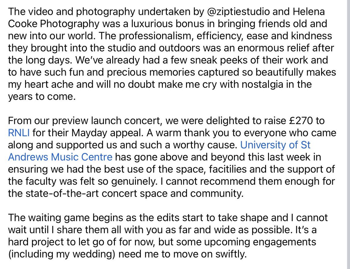 A hard to summarise experience in St Andrews this past week. Thank you to everyone who made it possible :) Stay tuned for the disc release in 2026 :)