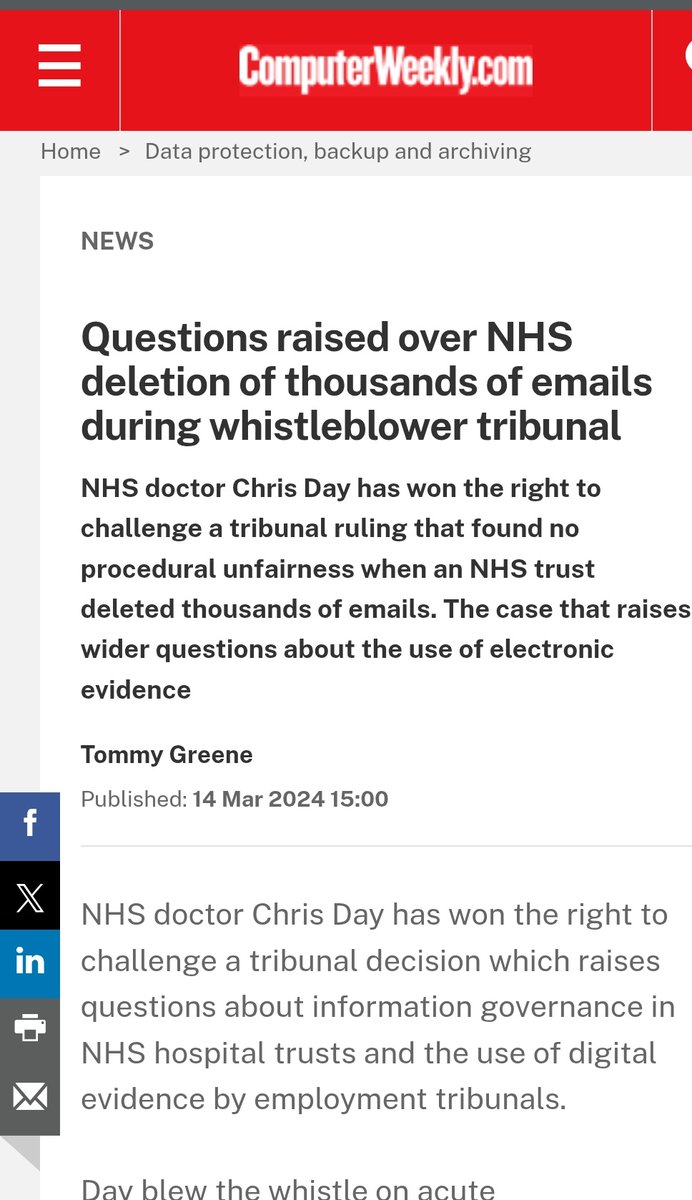 Public interest journalism of the highest standard in @computer weekly

<a href="/tommy/">Tommy</a> greene has spent  8 years investigating my whistleblowing case. He has written a number of briliant articles and actually obtained evidence that changed the course of the litigation.

Tomorrow the case