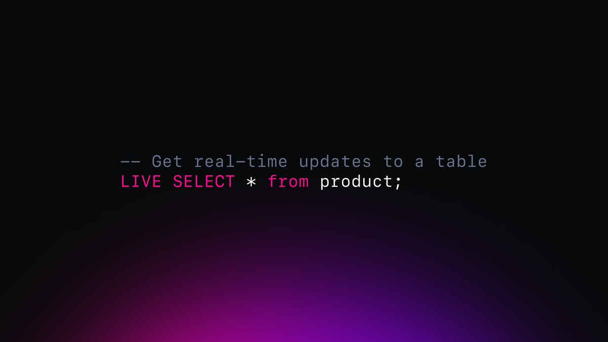 Use the LIVE SELECT statement in SurrealQL to activate real-time data selection from a table. Executing a query triggers an ongoing session that captures any subsequent changes to the data in real-time. Learn more in our docs. 👉 sdb.li/447gw8L