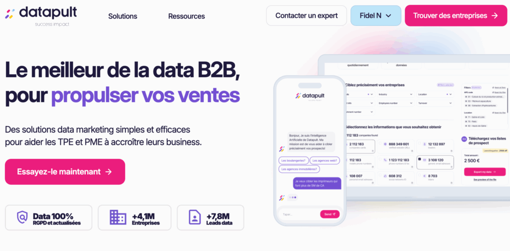Améliorez vos démarches commerciales avec <a href="/Datapult_FR/">Matthieu Mennessier</a>  ! Découvrez comment cette solution simplifie la prospection pour les petites entreprises françaises. Intéressé par une approche flexible et des données B2B fiables? Détails ici: bit.ly/40qdE4n