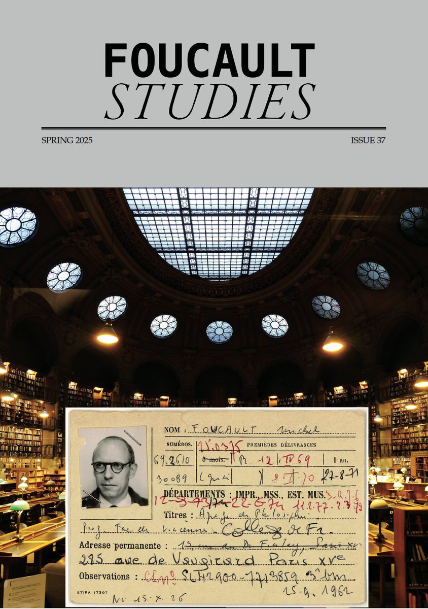 Foucault Studies 37 (Spring 2025)
The first issue to be published by University of Pennsylvania Press, but remains entirely open access
muse.jhu.edu/pub/56/issue/5…