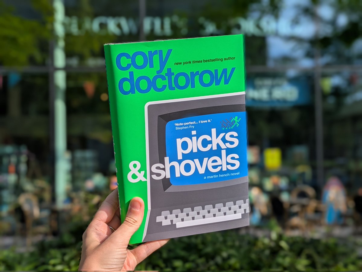 BlackwellsMcr's tweet image. Coming up this week: excited to welcome @doctorow to the shop on Wednesday! He'll be talking about Picks & Shovels and his wider work - fiction and non-fiction. A few tickets left... eventbrite.co.uk/e/an-evening-w…