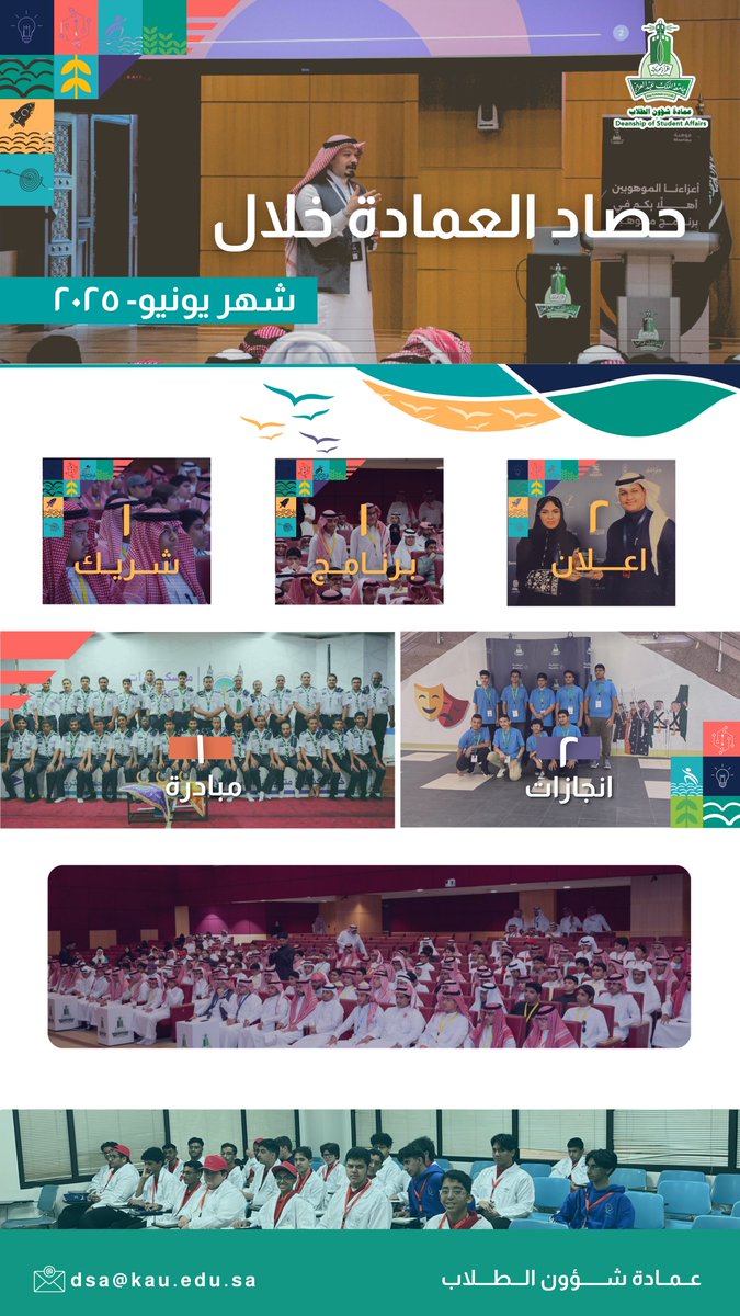 حصاد عمادة شؤون الطلاب خلال شهر يونيو 2025

#جامعة_الملك_عبدالعزيز 
#عمادة_شؤون_الطلاب