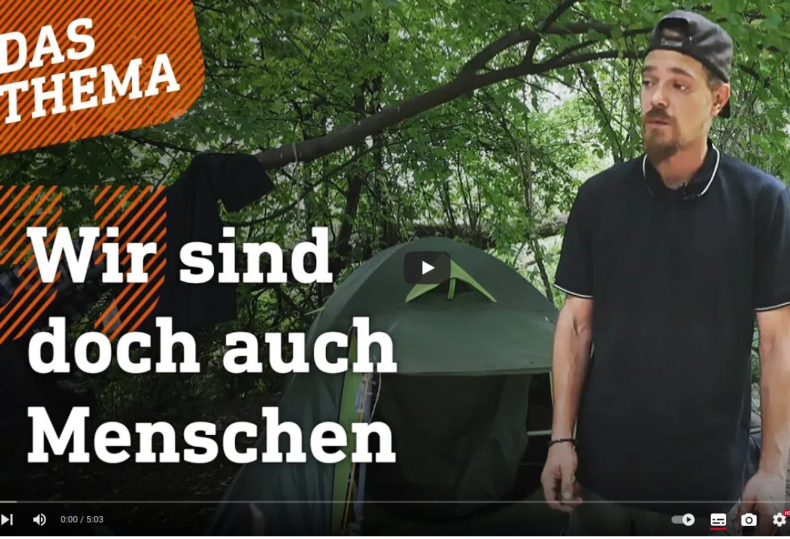 Hessenschau: Obdachlose in Marburg leben aktuell in ständiger Angst: Zelte werden zerschnitten, Habseligkeiten gestohlen Nick, 33 Jahre alt, wohnt in einem Zelt an der Lahn und hat genau das schon alles erlebt. 

youtube.com/watch?v=7TWZ2X…