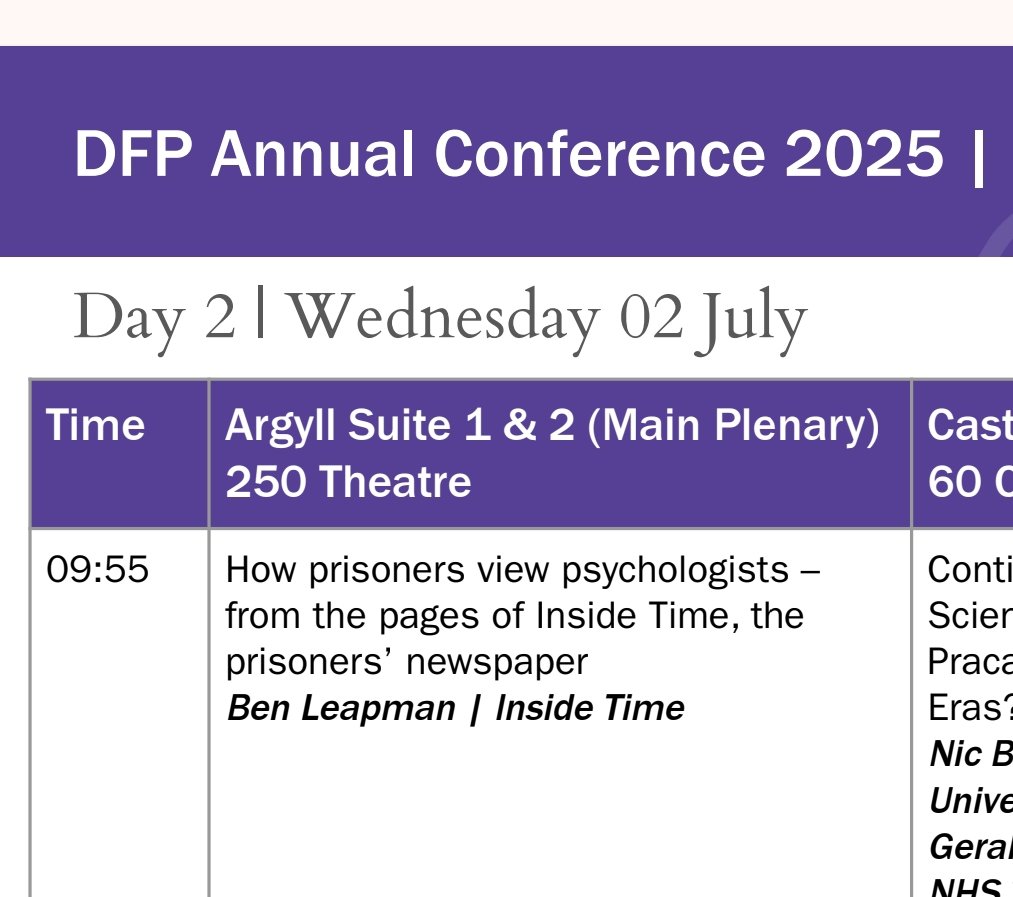 Ben Leapman (@benleapman) on Twitter photo I'm excited to be heading to Glasgow tomorrow, to tell a hall full of forensic psychologists what prisoners really think of them. Don't shoot the messenger! <a href="/bpsofficialdfp/">BPS Division of Forensic Psychology</a> <a href="/BPSOfficial/">British Psychological Society</a> #DFP2025 I'm excited to be heading to Glasgow tomorrow, to tell a hall full of forensic psychologists what prisoners really think of them. Don't shoot the messenger! <a href="/bpsofficialdfp/">BPS Division of Forensic Psychology</a> <a href="/BPSOfficial/">British Psychological Society</a> #DFP2025