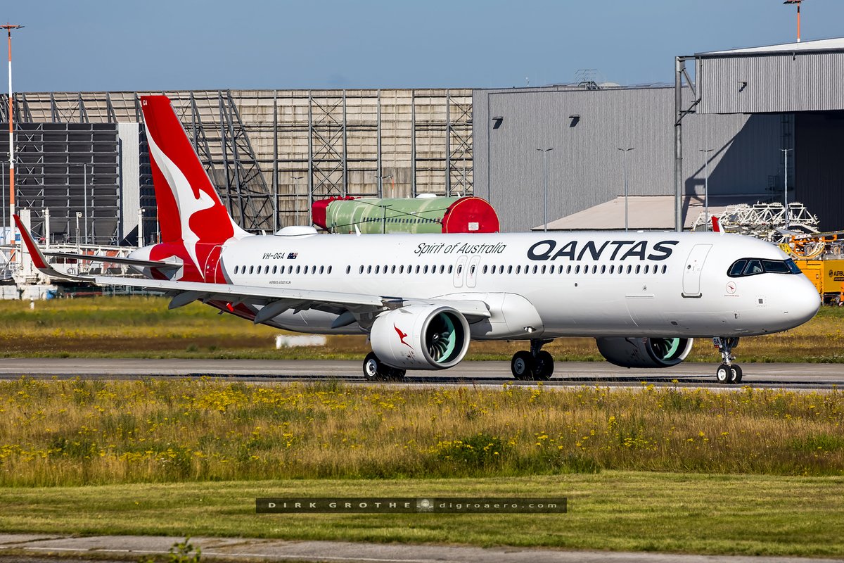 digro65's tweet image. delivery flight of the first #A321XLR for @Qantas today at Airbus Hamburg, VH-OGA named "Great Ocean Road" is now on its way to Australia via Bangkok (BKK)...