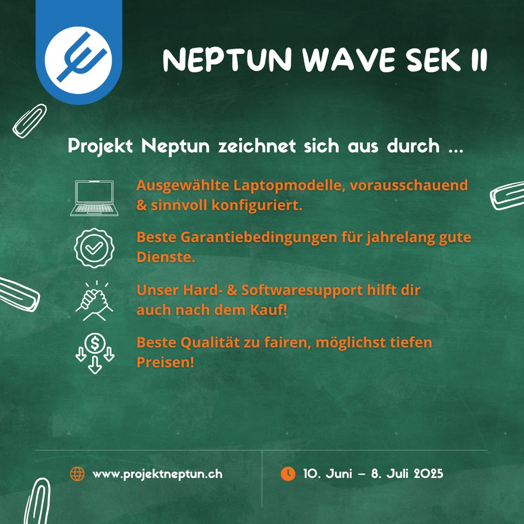 📢 Unsere Highlights von Apple der Neptun Wave Sek II 🔥⁠
⁠
Diese und viele weitere Angebote von Apple in der Neptun Wave für Schüler:innen der Sekundarstufe II
– für einen reibungslosen Start ins neue Schuljahr.

Nur noch bis zum 8. Juli! 
👉️ bit.ly/25p4neptun-x-h…