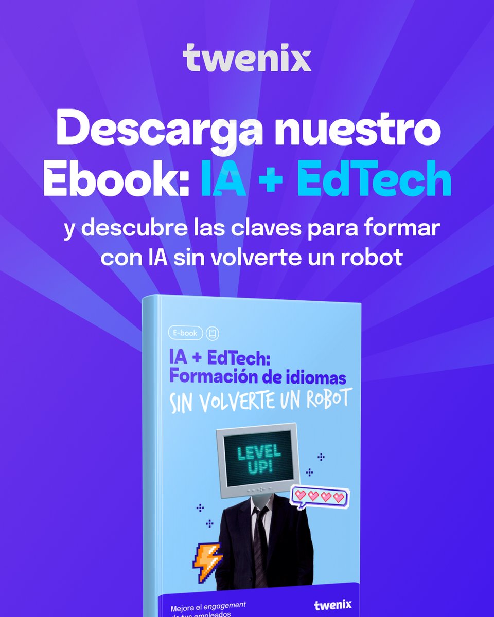 ¿Formar con IA o ser dominado por ella?🤖

En nuestro nuevo ebook "IA + EdTech: Formación de Idiomas" te damos las claves para aprovechar lo mejor de la IA sin deshumanizar la experiencia formativa.

👇 Descárgalo gratis:
twenix.com/ebooks/intelig…

#IA #RRHH #Ebook