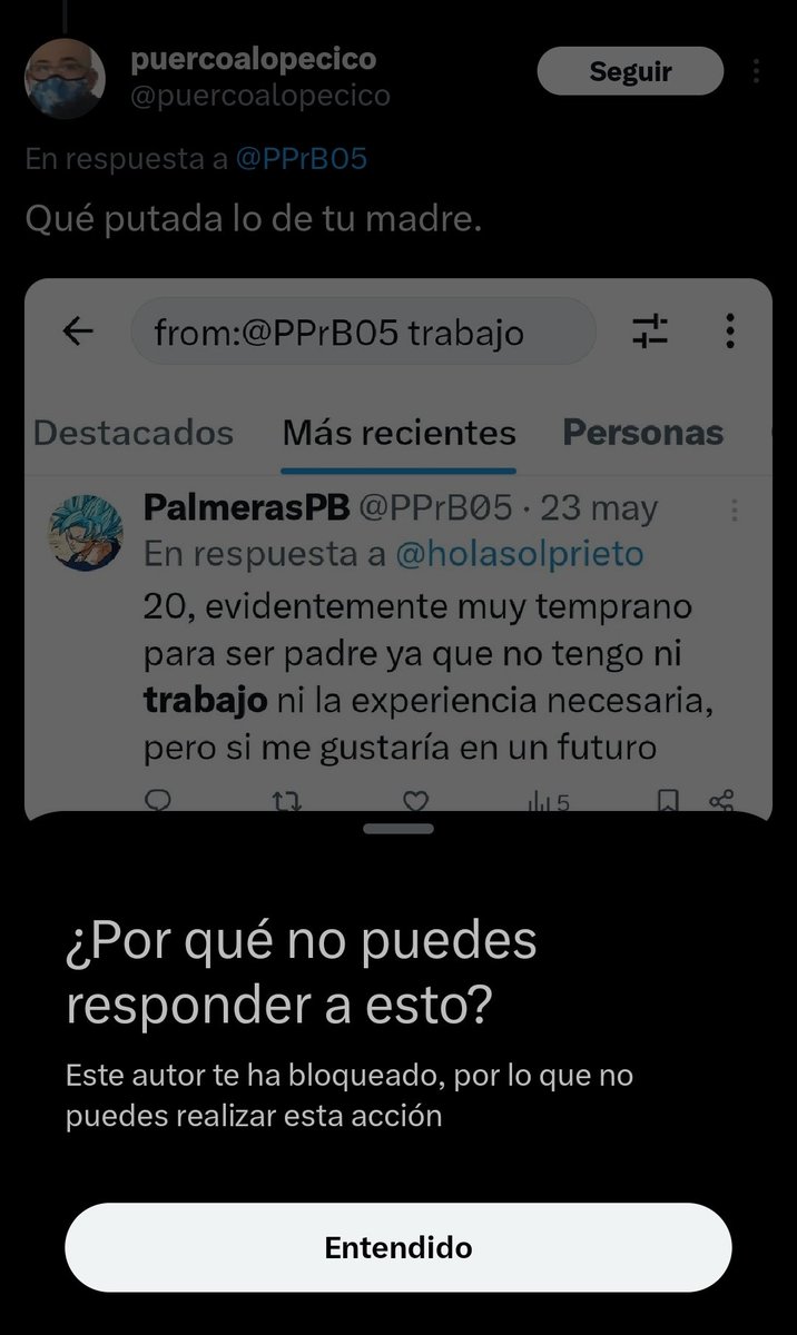 BonetPP's tweet photo. @puercoalopecico @PPrB05 1. Imagínate criticar a alguien con 20 años que aún no tenga trabajo porque sigue estudiando una carrera,supongo que será porque tú ni estudios tienes 

 2. Más putada la tuya que tiene un hijo retrasado,como va PAMBI y el juego de abejitas??

3. Bloqueame otra vez,patético 😂 https://t.co/C2VXDj8uuv