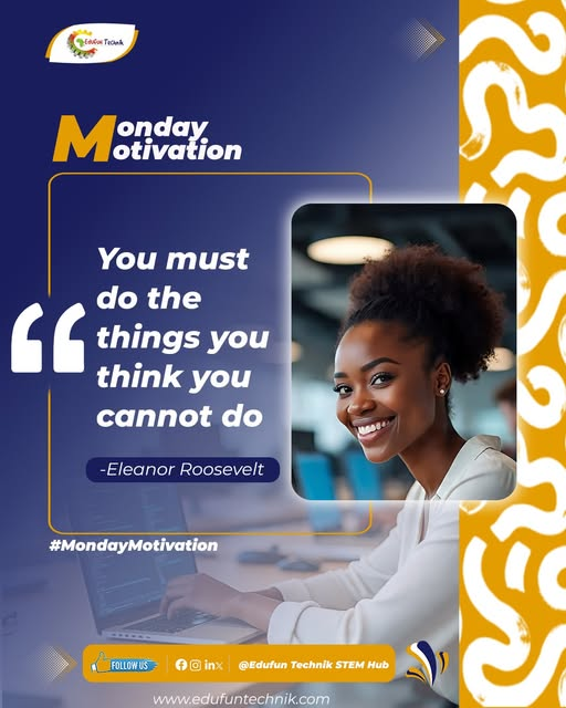 You've got more in you than you think. We are cheering you on to take that big leap. To launch into the deep and emerge a champion.
This week, choose growth. Choose greatness. We've got your back.
#EdufunTechnik #MondayMotivation #STEMEducation #Growth #Champions 
#HappyNewWeek