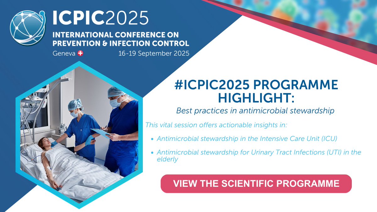ICPIC_meeting's tweet image. #ICPIC2025 Programme highlight: Best practices in antimicrobial stewardship. 🩺
Speakers: Jeroen Schouten and Laura Cordes
Antimicrobial resistance demands our attention, and effective stewardship is key.
➡️ View the scientific programme: tinyurl.com/ICPIC-2025-Pro…