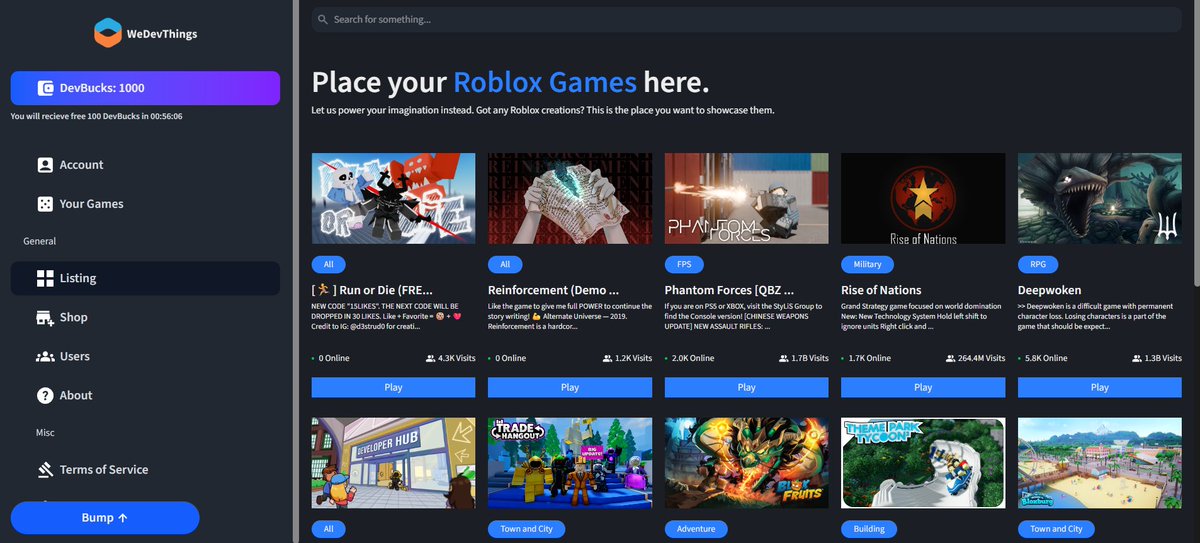 the_totally_red's tweet photo. Basically, I made Disboard but for Roblox games. You log in via Roblox Auth, enter your game link to publish, and boost your game to the top for free!

#ROBLOX #RobloxDev #RobloxDevs https://t.co/QrRQVkl3Hz