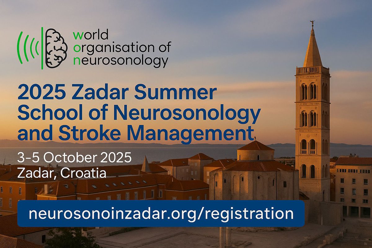 ⏳ Final day for early bird!
Zadar 2025 is calling 🧠🌊

Join us in Croatia from 3-5 Oct for hands-on neurosonology training. Register now:

🔗 neurosonoinzadar.org/registration/

#Zadar2025 #Neurosonology #ESNCH #WON #StrokeCare