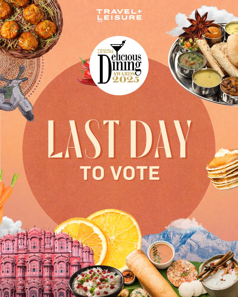 Time’s running out! It’s the absolute last day to vote for the Travel + Leisure India #DeliciousDiningAwards2025. Support your top restaurants, bars, and cafes across India. 

Your vote truly counts! Voting closes at midnight. 👇 
lnkd.in/ed_rFkQW

#travelandleisureindia