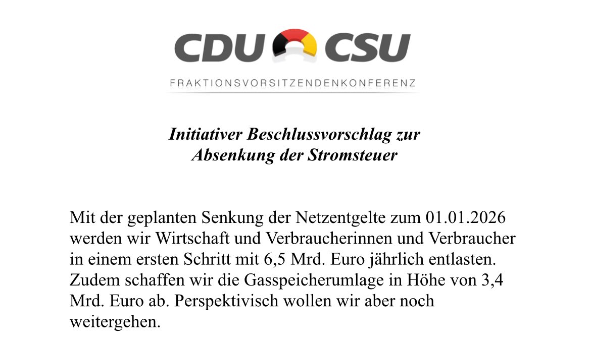 Rasmus Buchsteiner (@r_buchsteiner) on Twitter photo Stromsteuer senken, Zeitplan vorlegen. Fraktionschefs von CDU und CSU beschließen bei ihrer Konferenz in Bad Dürkheim einen Forderungskatalog und erhöhen damit vor dem #Koalitionsausschuss den Druck <a href="/POLITICOEurope/">POLITICOEurope</a> Stromsteuer senken, Zeitplan vorlegen. Fraktionschefs von CDU und CSU beschließen bei ihrer Konferenz in Bad Dürkheim einen Forderungskatalog und erhöhen damit vor dem #Koalitionsausschuss den Druck <a href="/POLITICOEurope/">POLITICOEurope</a>