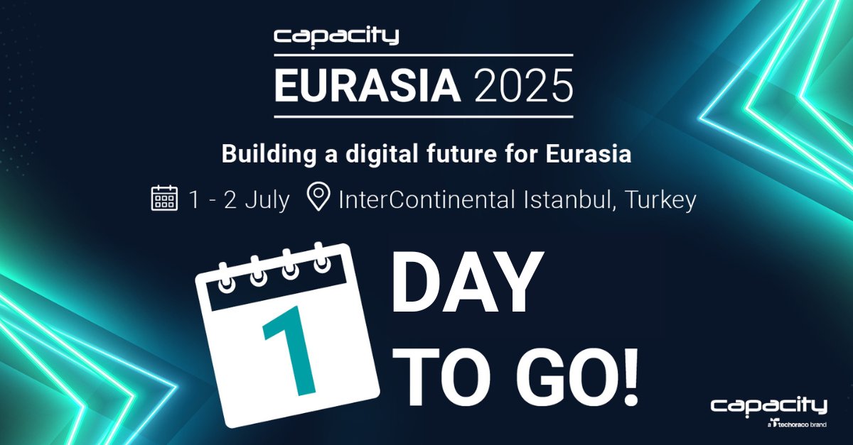 🌟 Just 1 day to go! We’re counting down the hours until we welcome you to sunny Istanbul for Capacity Eurasia 🇹🇷

Expect two unmissable days packed with innovation, networking, and opportunity.

#CapacityEurasia #techoraco #KeepingTheWorldConnected