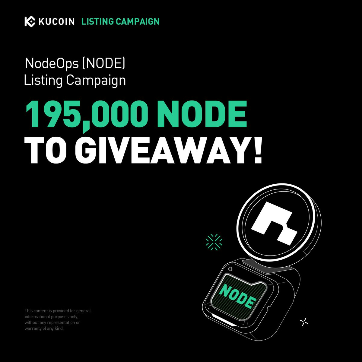 🎉 <a href="/NodeOpsHQ/">NodeOps</a> is bringing double the rewards to #KuCoin!
 
🔹Activity 1: #NODE GemSlot Carnival – Finish easy tasks and share 160,000 $NODE!
🔹Activity 2: Affiliates Special Event – Share a 35,000 NODE prize pool!
 
Don’t miss your chance to earn more as $NODE goes live on