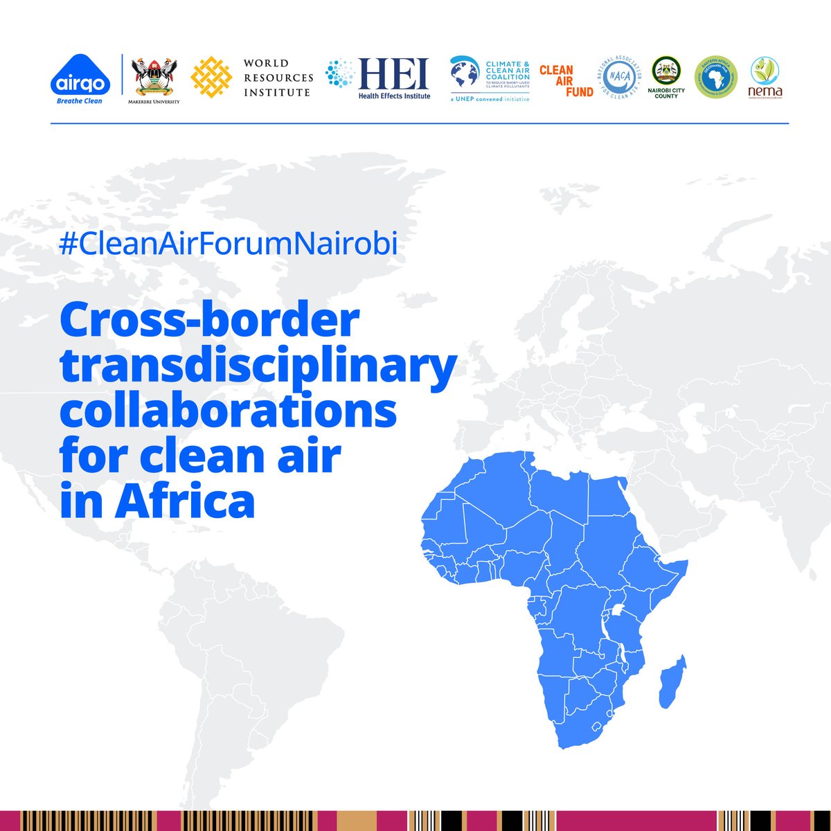 Air pollution knows no borders. To tackle #AirPollution in Africa, we must work across borders, disciplines &amp; sectors.

The opening plenary at #CleanAirForumNairobi will set the tone for bold, regional collaborations that advance science, policy, &amp; investments for #CleanAir.