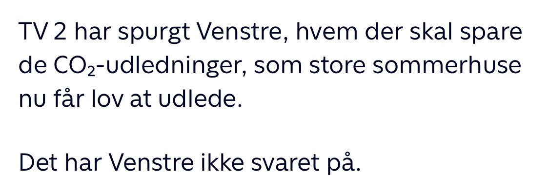Lars Køhler (@larskohler) on Twitter photo Vil I se det absolut allervigtigste spørgsmål der fremover SKAL stilles ALLE politikere der stemmer for tiltag der vil øge CO2-udledningerne!?
Værsgo… 🙌🥳
Og TAK til <a href="/tv2nyhederne/">TV 2 NYHEDERNE</a> for at vise hvordan det ska gøres!
#dkpol #dkmedier Vil I se det absolut allervigtigste spørgsmål der fremover SKAL stilles ALLE politikere der stemmer for tiltag der vil øge CO2-udledningerne!?
Værsgo… 🙌🥳
Og TAK til <a href="/tv2nyhederne/">TV 2 NYHEDERNE</a> for at vise hvordan det ska gøres!
#dkpol #dkmedier