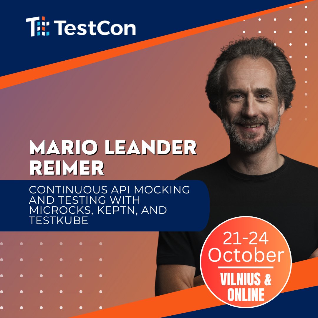 TestCon Europe (@testconeurope) on Twitter photo 🚀 Unlock the future of API dev with <a href="/LeanderReimer/">M.-Leander Reimer</a> at TestCon Europe 2025!
Master API mocking, event-driven orchestration & testing with Microcks, Keptn & Testkube.
🎯 Secure your spot 👉 testcon.lt 🚀 Unlock the future of API dev with <a href="/LeanderReimer/">M.-Leander Reimer</a> at TestCon Europe 2025!
Master API mocking, event-driven orchestration & testing with Microcks, Keptn & Testkube.
🎯 Secure your spot 👉 testcon.lt
