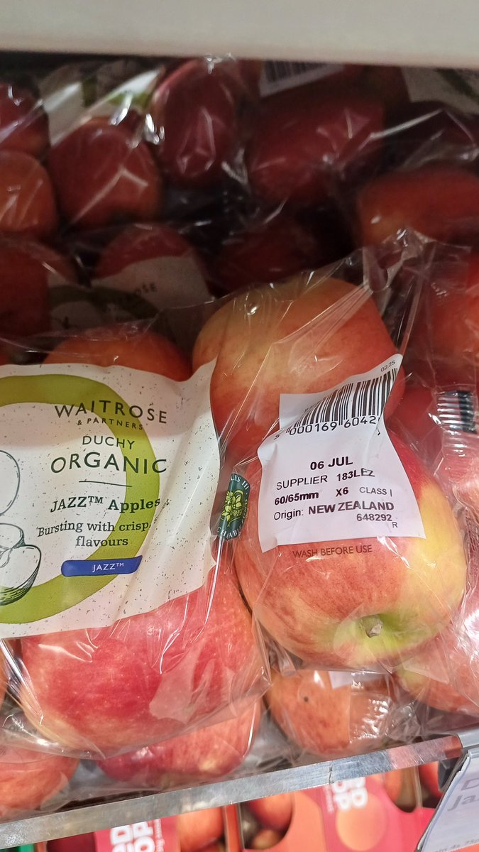 Apparently Duchy Organics don't sell apples grown by British farmers. Which is more than a bit odd. Surely that would be a priority? <a href="/waitrose/">Waitrose & Partners</a> #nofarmersnofood Not ONE British apple. #buybritish