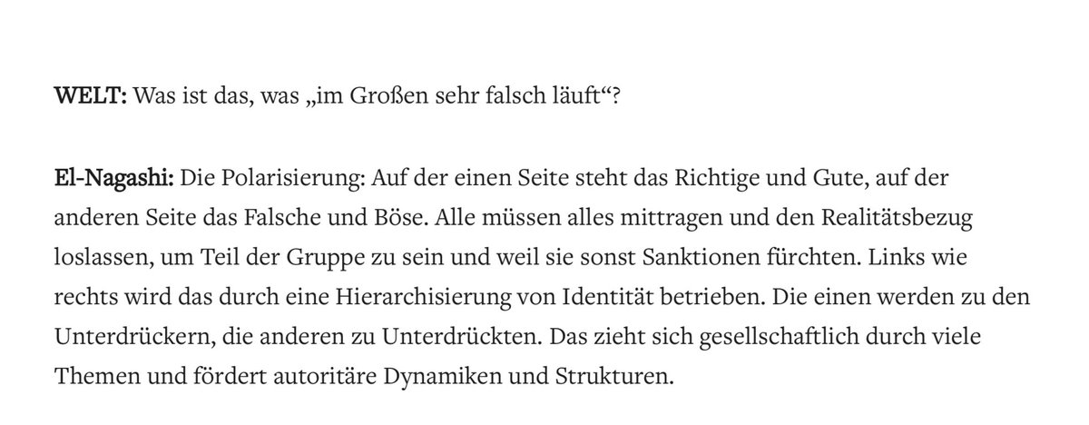 Ich habe mit <a href="/UmaSostmann/">Uma Sostmann</a> von der <a href="/welt/">WELT</a> über ideologische Geiselhaft und aktivistischen Jargon in der Geschlechterdebatte gesprochen - und darüber, dass Frauenrechte kein Nebenschauplatz sind.

Link ⬇️