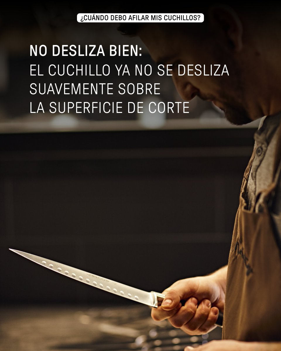 ¿Tu cuchillo ya no corta como antes? 🤔 Detectar cuándo necesita afilado es clave para cocinar mejor💫  arcos.com/es_ES/afilado?…
