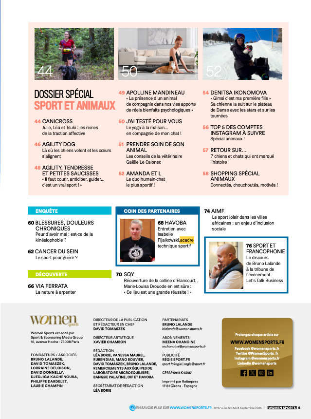 Le magazine #WomenSports N°37 est disponible !🔥 Au sommaire : Denitsa Ikonomova nous ouvre son cœur dans le dossier "Sport &amp; Animaux", aux côtés de son compagnon à 4 pattes 🐶, interview exclusive d’Alizé Cornet 🎾 enquêtes, mais aussi du food🥑 lifestyle et bien plus encore !⬇️