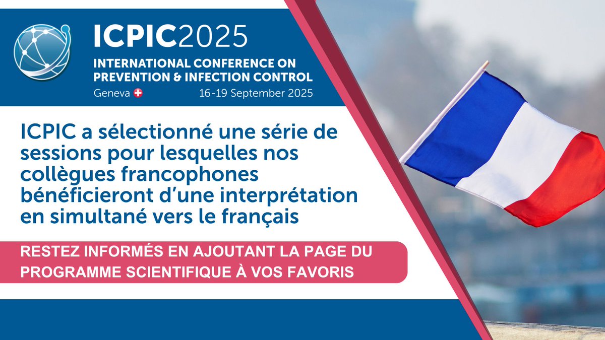 ICPIC a sélectionné une série de sessions pour lesquelles nos collègues francophones bénéficieront d’une interprétation en simultané vers le français.

➡️ Restez informés en ajoutant la page du programme scientifique à vos favoris: tinyurl.com/ICPIC-2025-Pro…