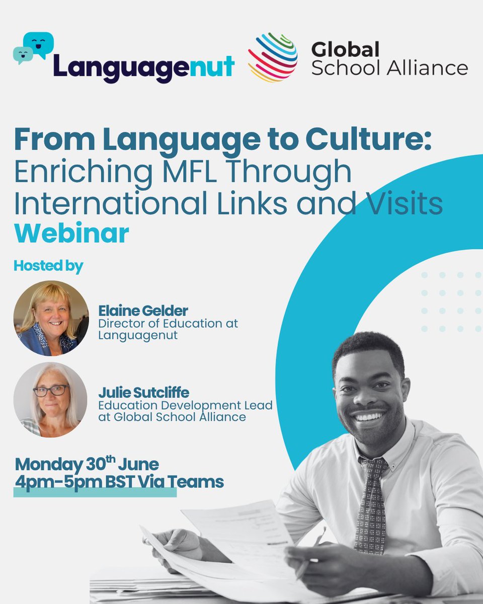 Languagenut (@languagenut) on Twitter photo Free MFL Webinar, today at 4pm!
From Language to Culture Enriching MFL Through International Links & Visits
Register now: eventbrite.co.uk/e/141465988880…
<a href="/GSchoolAlliance/">Global School Alliance</a> Free MFL Webinar, today at 4pm!
From Language to Culture Enriching MFL Through International Links & Visits
Register now: eventbrite.co.uk/e/141465988880…
<a href="/GSchoolAlliance/">Global School Alliance</a>