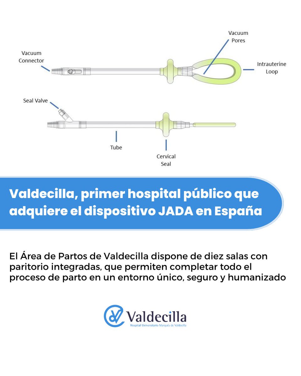 🔵💡 Somos el primer hospital público de España en incorporar el dispositivo JADA, una tecnología avanzada para el tratamiento de la hemorragia posparto que refuerza nuestro compromiso con la seguridad clínica en la atención obstétrica.

🔗 Más info: humv.es/2025/06/30/val…