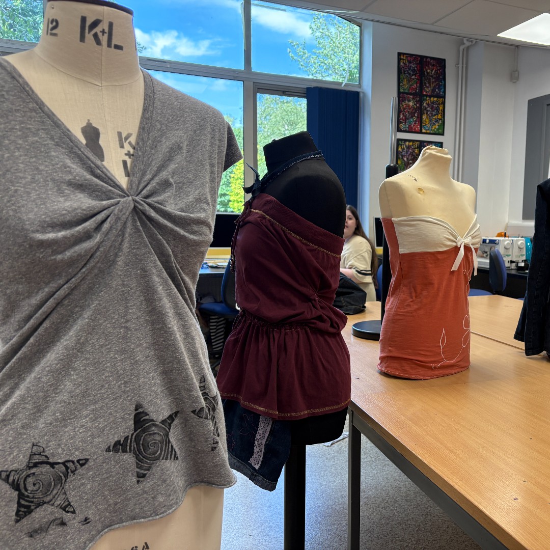 Fashion learners teamed up with local charity Loved Once Again for a work experience project, creating impressive designs from upcycled materials. Inspired by Y2K Revival &amp; Modern Minimalism, their work showcases creativity and a passion for sustainable fashion 👚