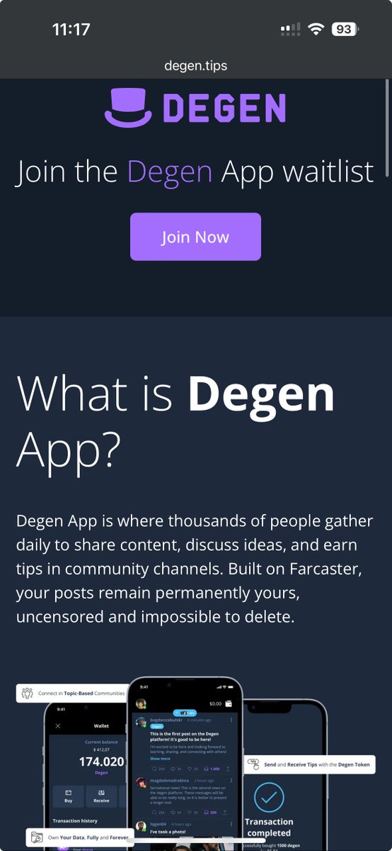 GM Degens,

We've just updated Degen.tips with a fresh new landing page! It's cleaner, more informative, and includes a clear call to action, plus a sneak peek at the upcoming Degen app. 👀

Check it out and let us know what you think!