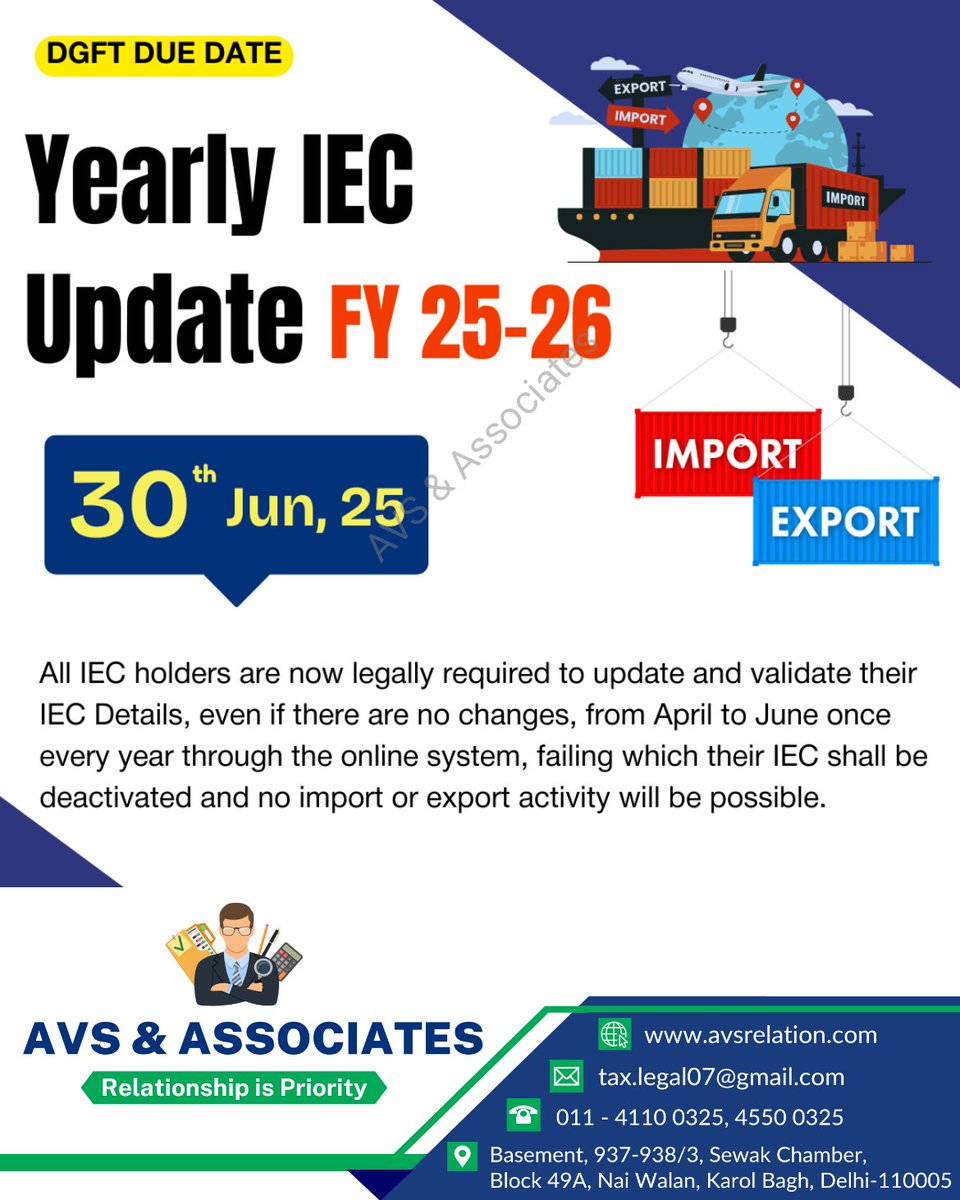 Ask_aVs's tweet image. Yearly IEC Update #IECUpdate
#ImportExportCode
#DGFTIndia
#AnnualIECUpdate
#IECCompliance
#IECModification
#IEC2025
#ExportIndia
#ImportExportBusiness
#IECRegistration