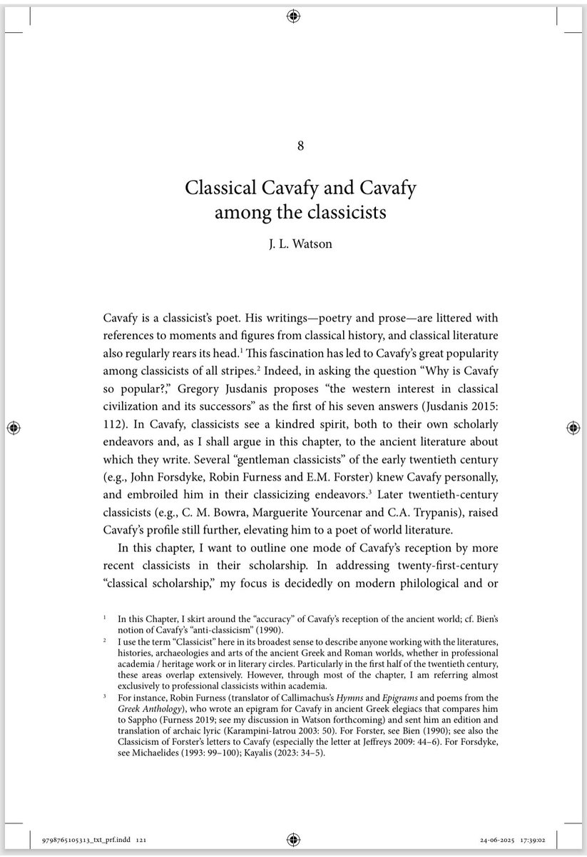 Clearly, ‘tis the season, for it is once again proofs’ day! 

This time, I am working on proofs for a short chapter, ‘Classical Cavafy and Cavafy among the Classicists’, for the forthcoming Bloomsbury volume, ‘Cavafy  as World Literature’! Due out at the end of this year.