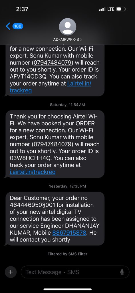 rajnisethi2's tweet photo. Dear airtel team,
We booked can order for airtel wifi connection and made payment for same. Till the time payment was not received by airtel executive was properly following up but once done he and team started delaying the installation. 
I don’t understand this service style https://t.co/GztvVeKDG3